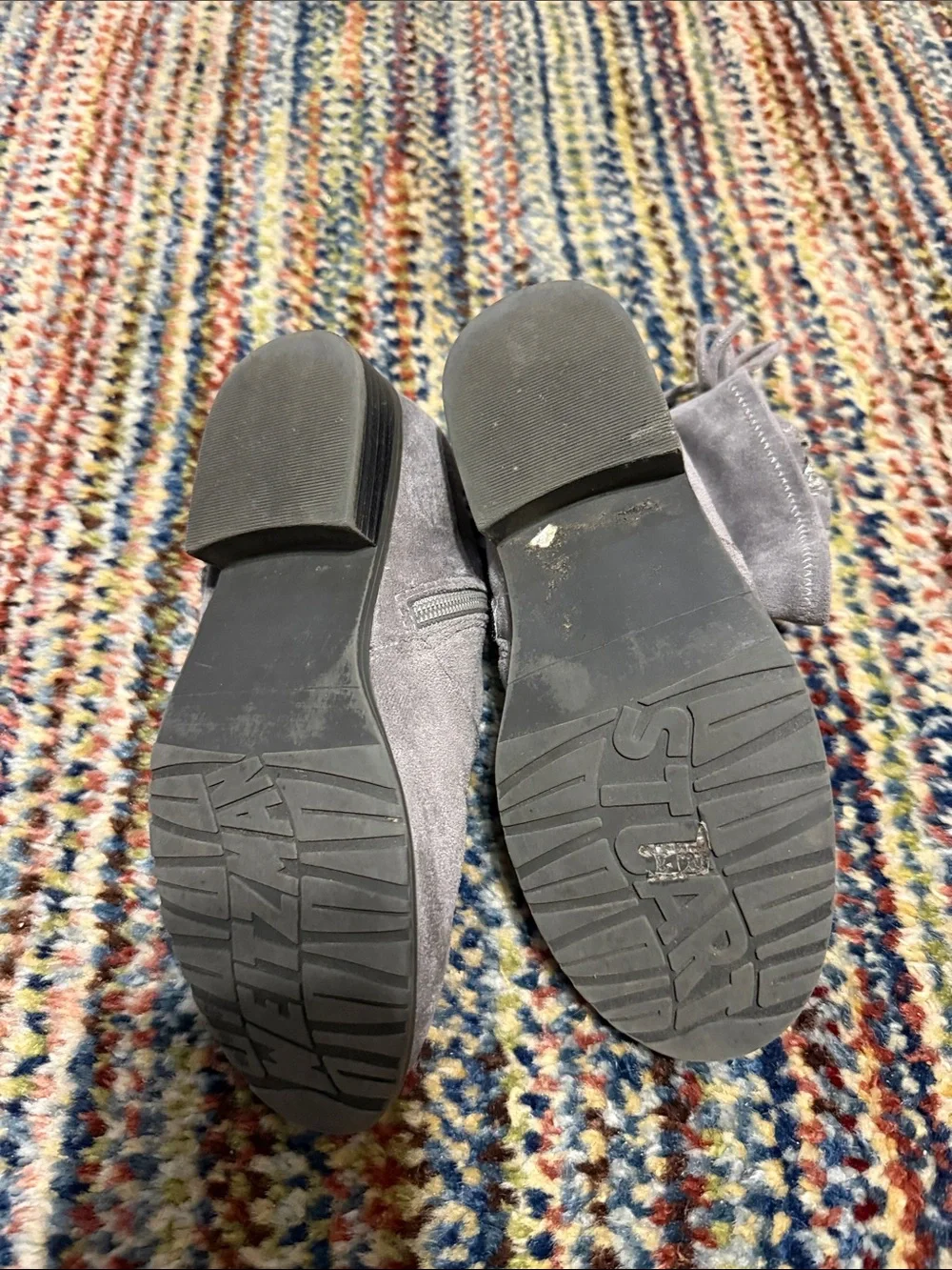 Stuart Weitzman Gray Suede Kids Ankle Boots with Side Zip
